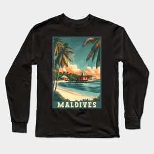 Maldives Tropical Paradise Travel Art Long Sleeve T-Shirt